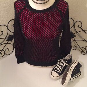 Halogen Black and Red Crew Neck Sweater